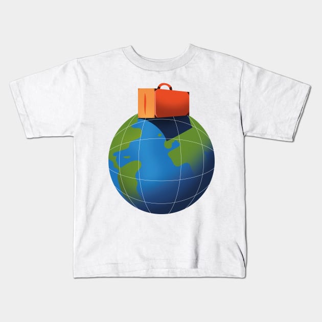 Suitcase on the world Kids T-Shirt by nickemporium1